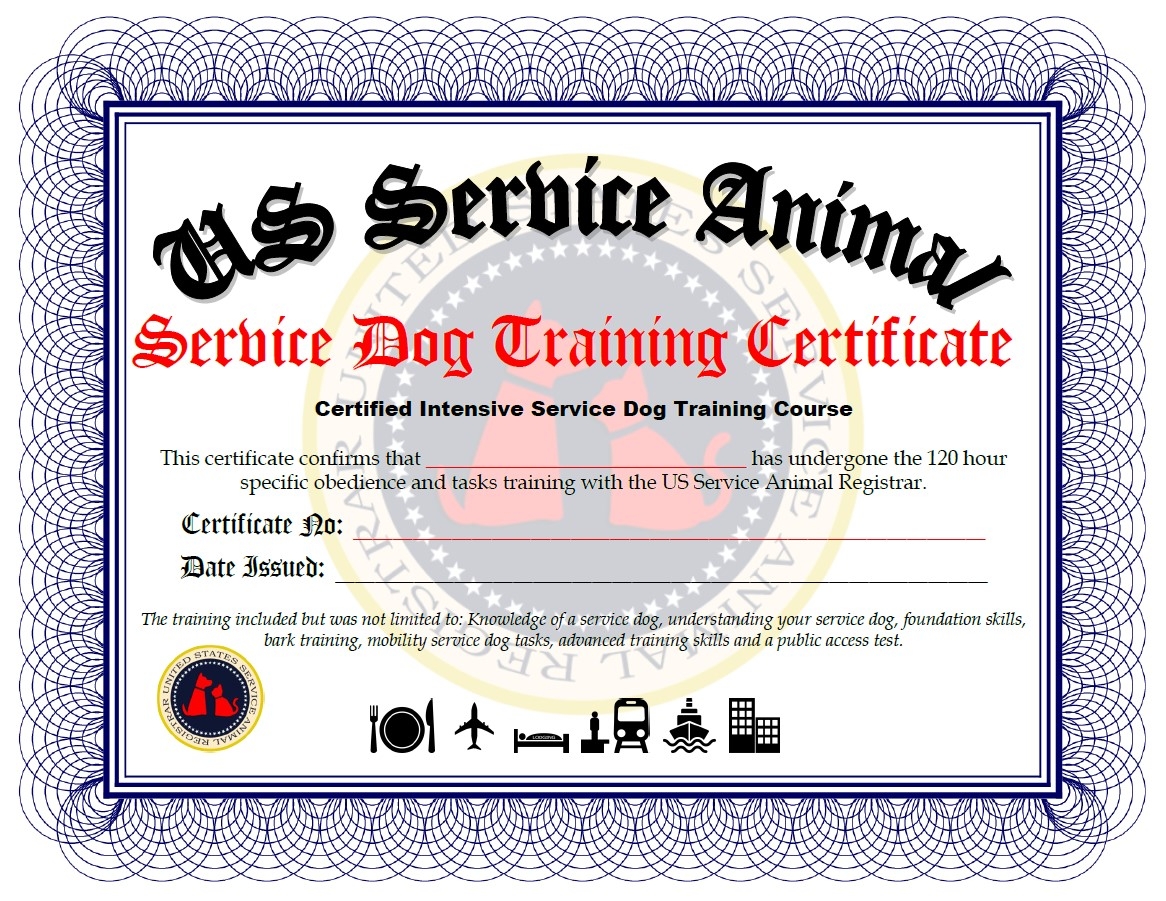 Certificate v2 US Service Animal Registrar