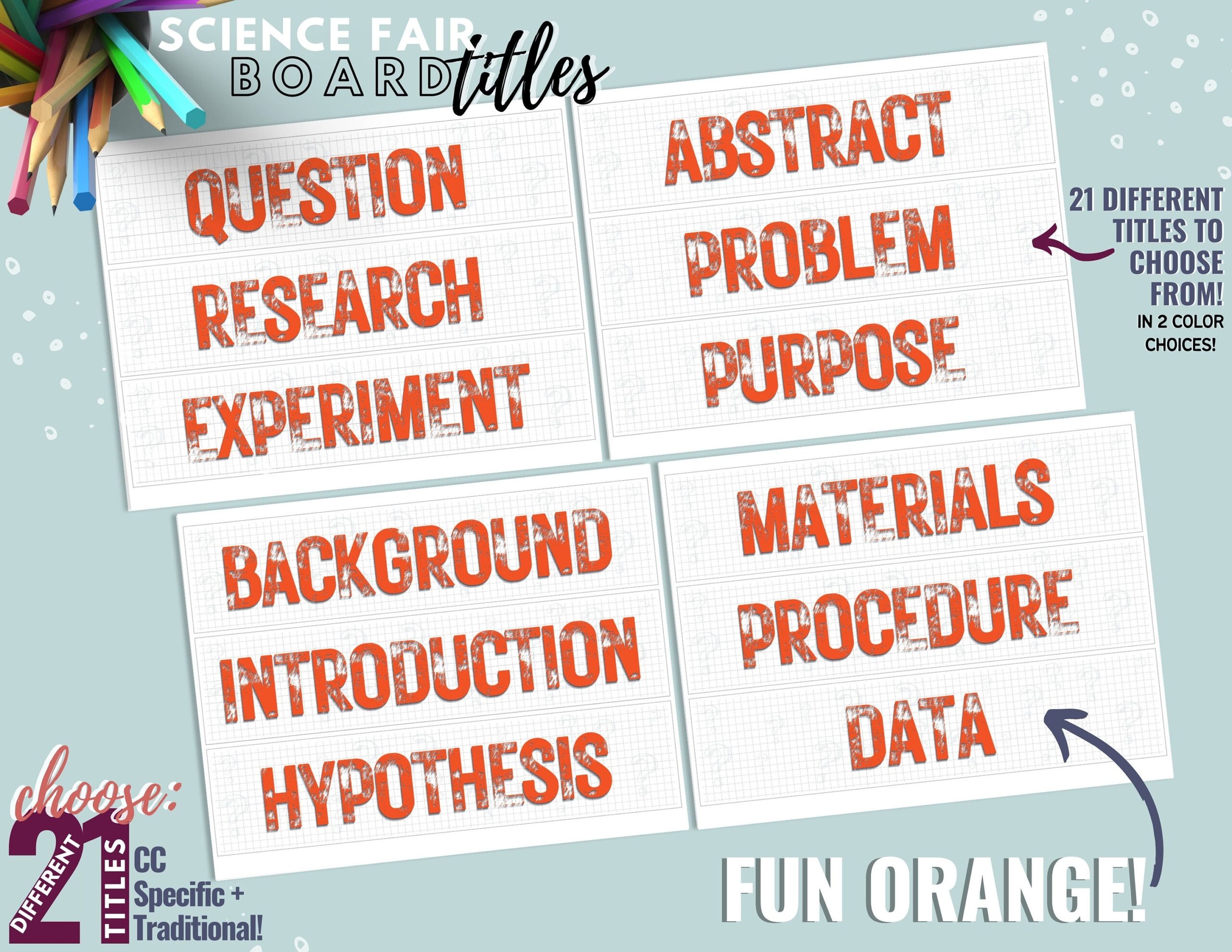 Ch A Science Fair Project Board Titles Classical Conversations Challenge A CC Students Etsy