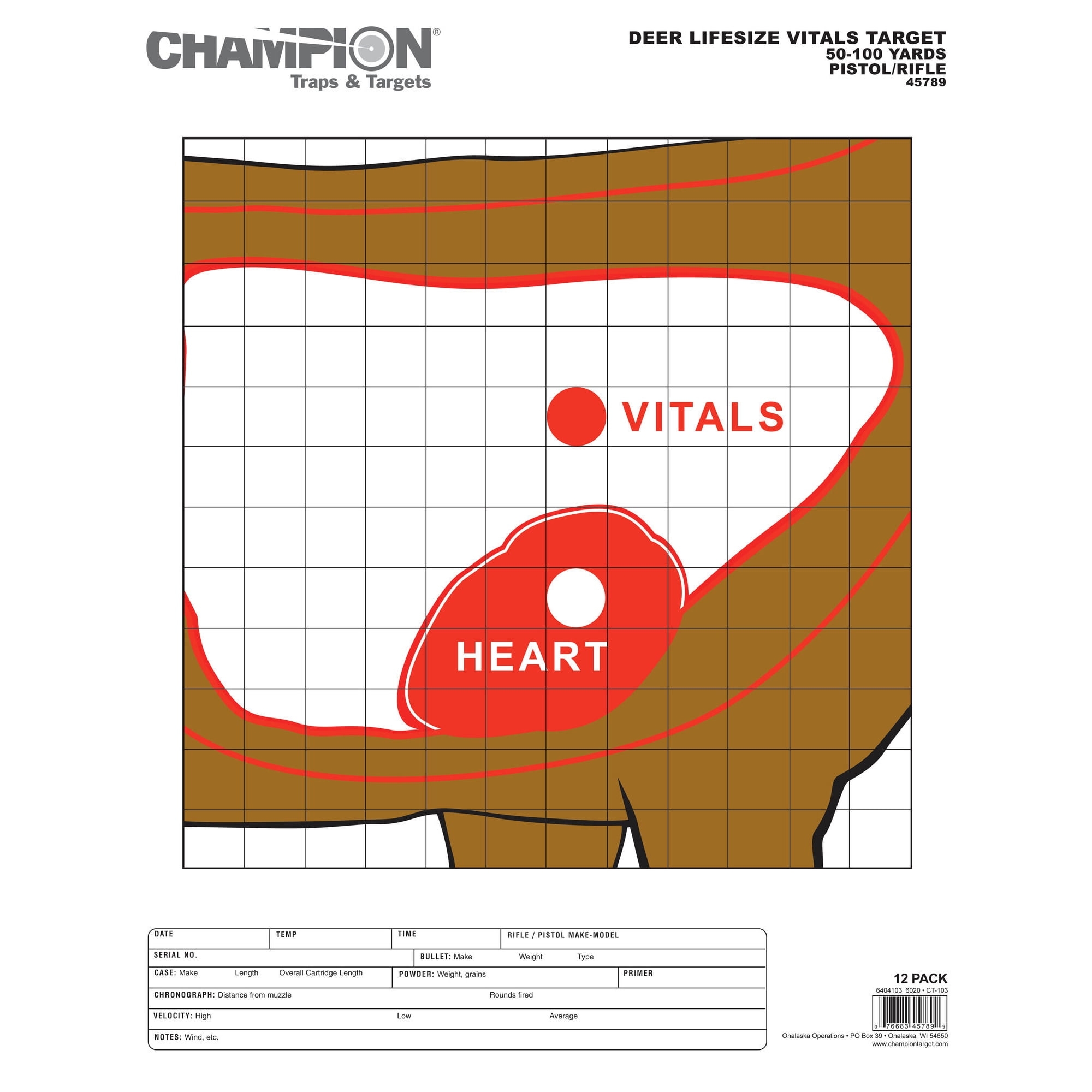 Champion Traps And Targets Deer Vitals Target 12 Pack Walmart