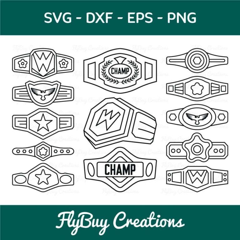 Championship Belt SVG Outline Champ Belt Silhouette Cut File Bundle