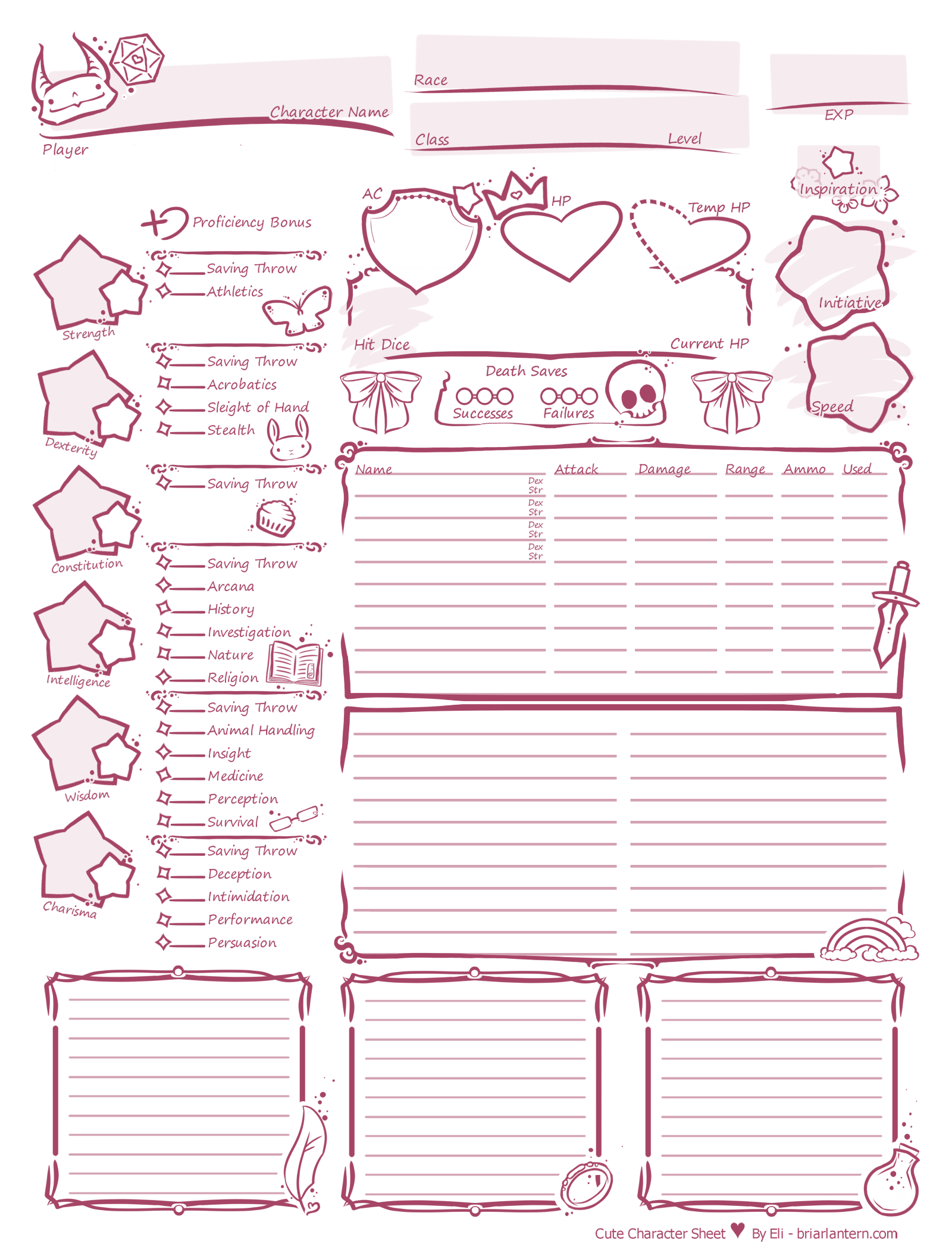 d d printable character sheet