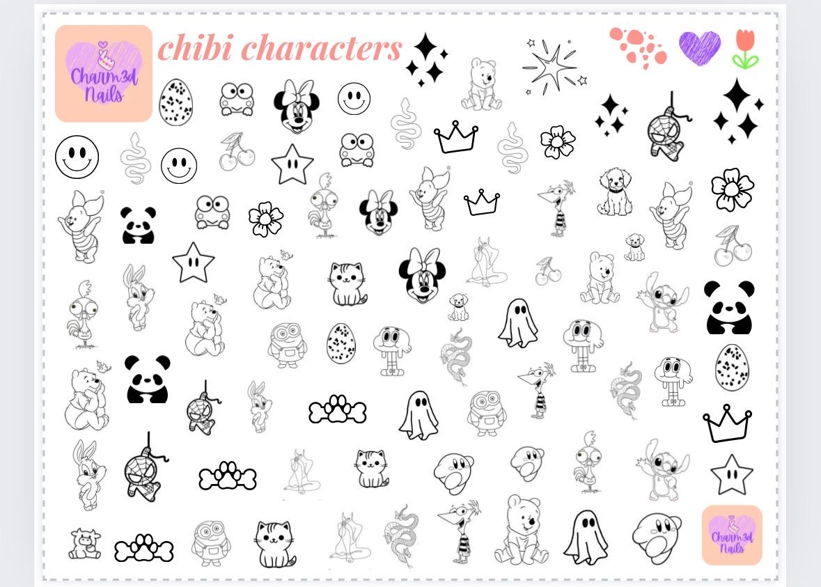 Charm3d Nails Nail Art Practice Sheet Printable PDF Nail Art Guide Nail Art Stencil Nail Art Templates Easy Nail Art Etsy