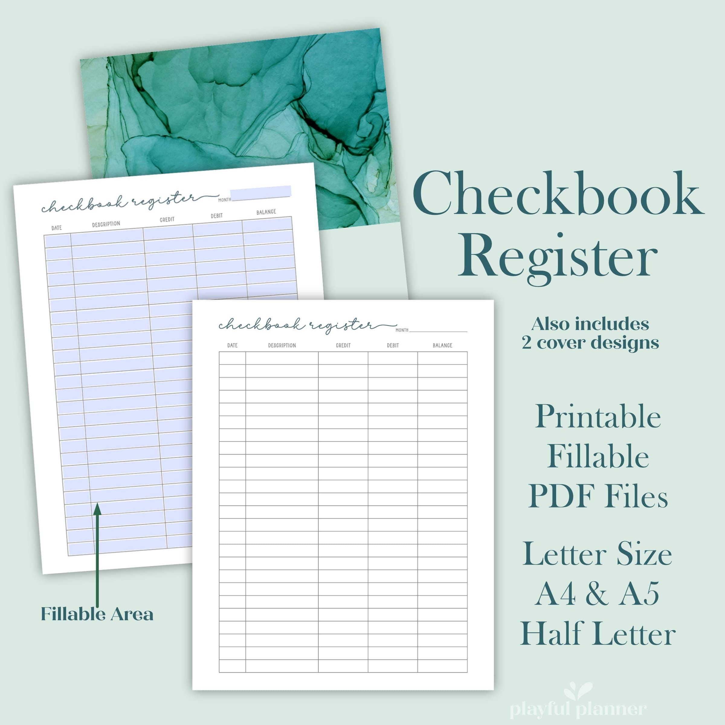Checkbook Register Half Sheet pdf Etsy