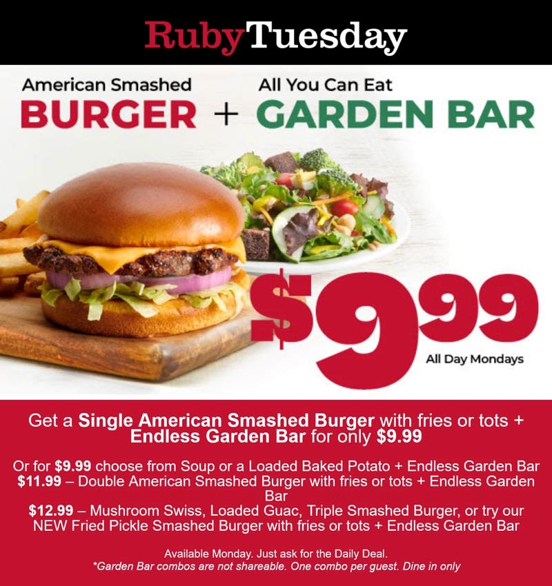 Cheeseburger Fries Bottomless Salad Bar U003d 10 Today At Ruby 