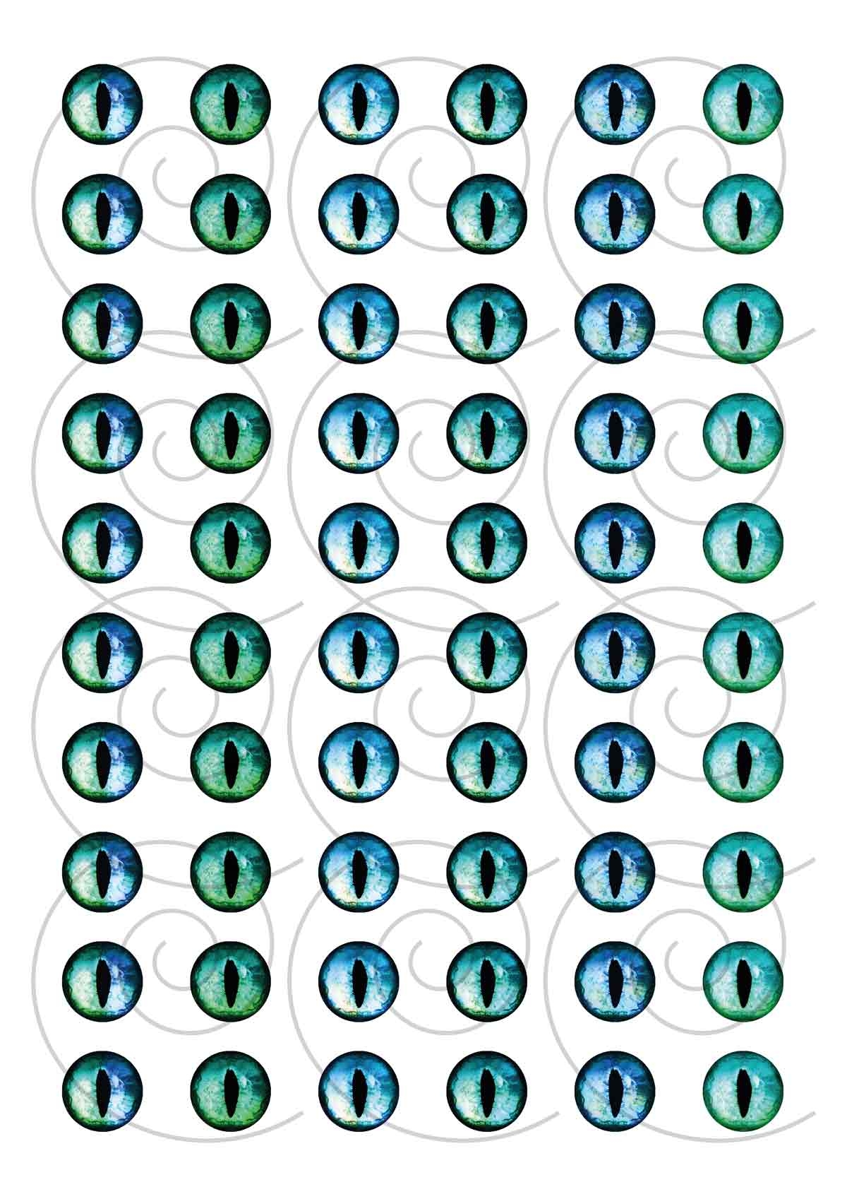 Cheshire Cat Eyes Realistic Digital Collage Sheet Blue Eyes