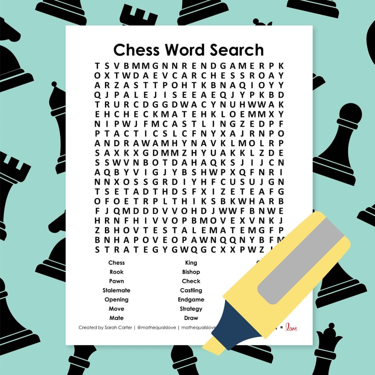 Chess Word Search Puzzle Math U003d Love