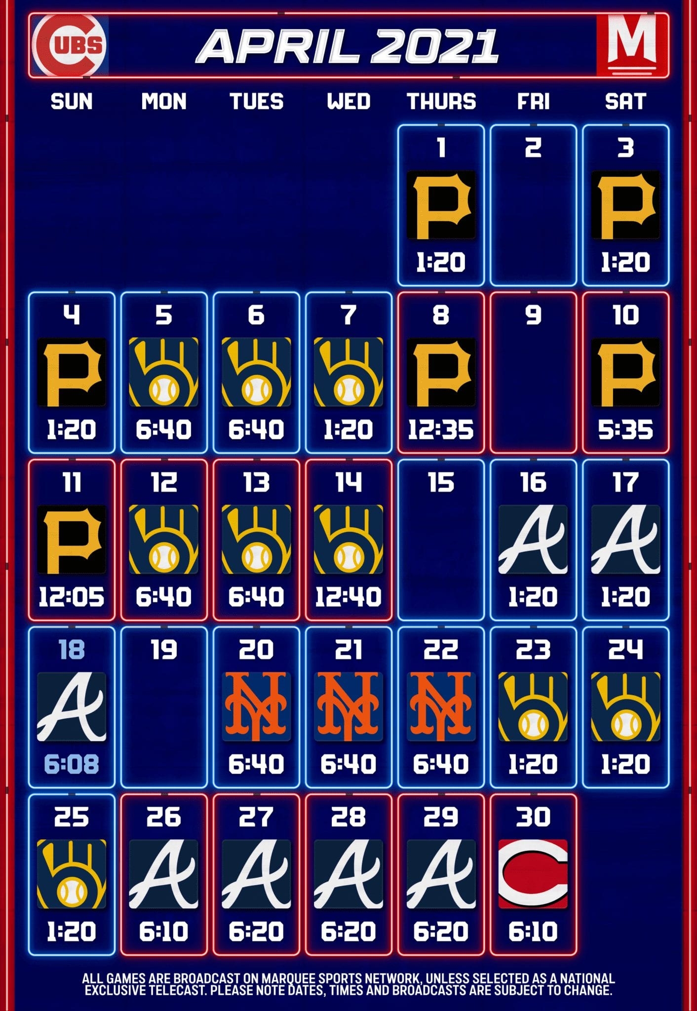 cubs schedule 2018 printable
