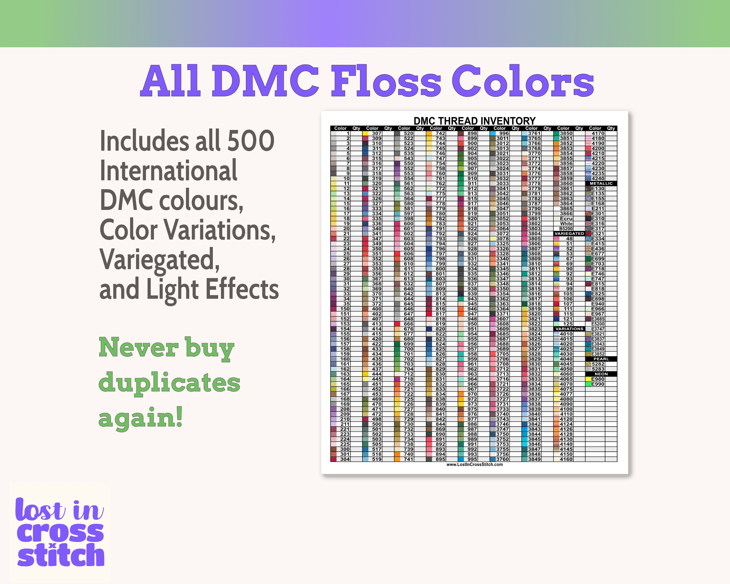 free printable dmc embroidery floss shopping list
