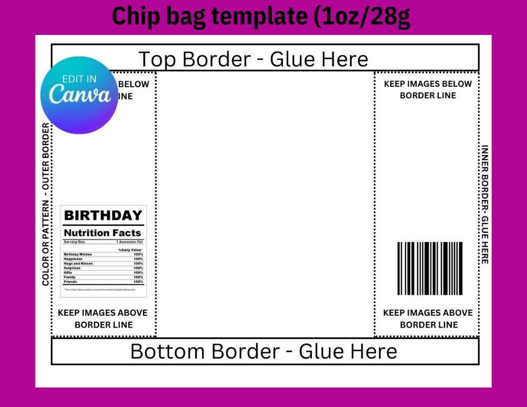 Chip Bag Chip Bag Template Blank Template Custom Potato Chip 
