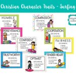 Christian Character Trait Posters Surfing Theme