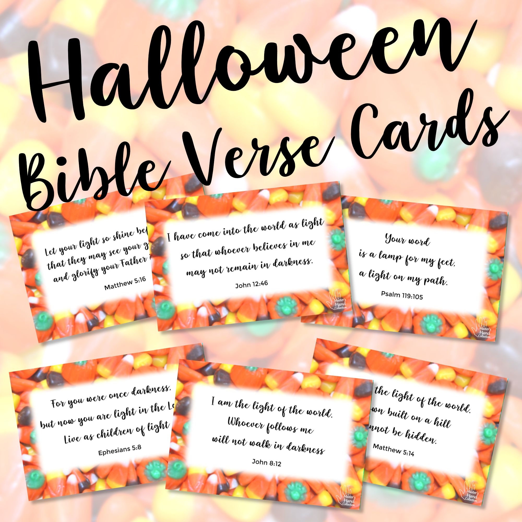 Christian Halloween Bible Verse Cards For Candy Religious 