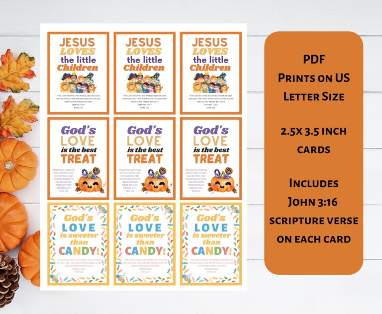 Christian Halloween Cards Tracts To Pass Out Treats Bible Verse Jesus Loves Little Children Handouts Candy Fall Festival Digital Download