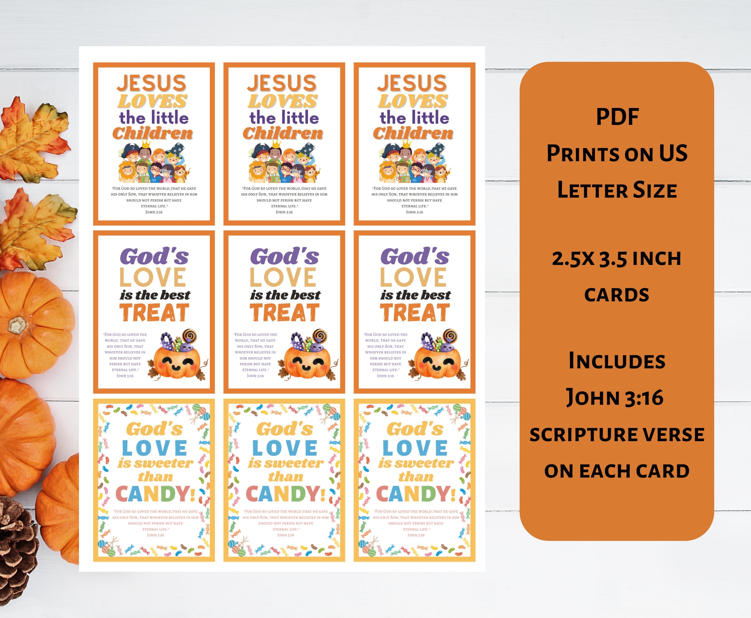 Christian Halloween Cards Tracts To Pass Out Treats Bible Verse Jesus Loves Little Children Handouts Candy Fall Festival Digital Download