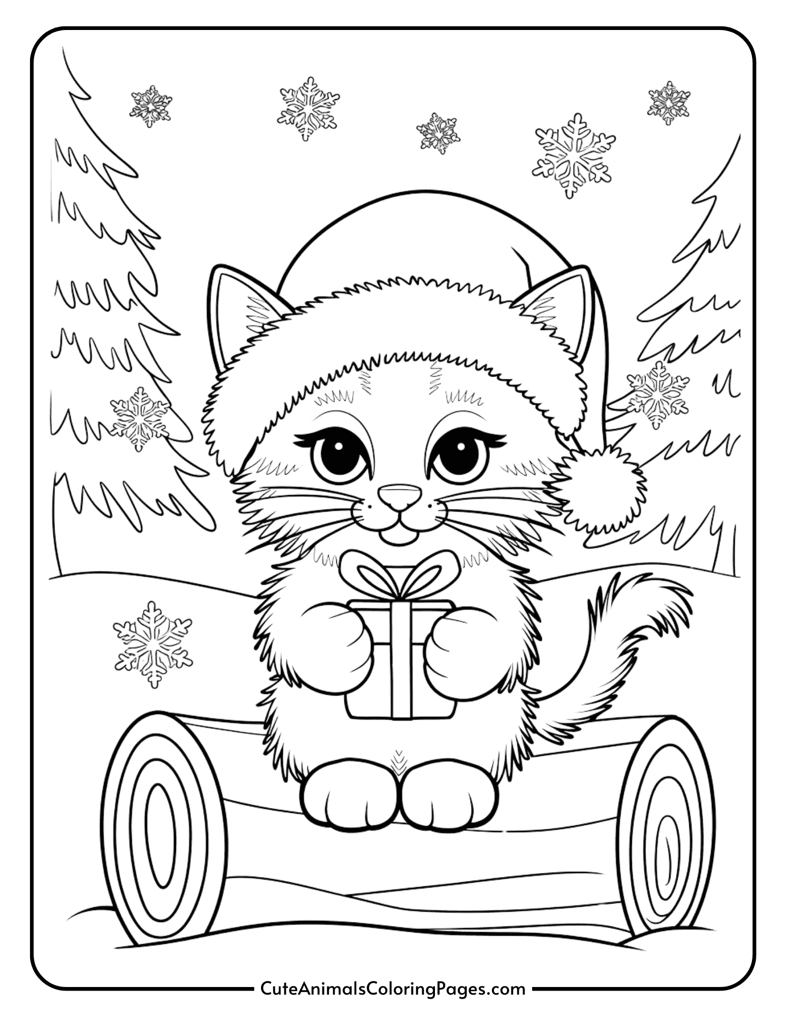 Christmas Cat Coloring Page 7 Free Printable PDF Pages Cute Animals Coloring Pages