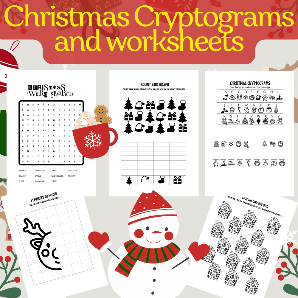 Christmas Cryptograms And Other Worksheets With Answer Key For Kinder To Second Made By Teachers