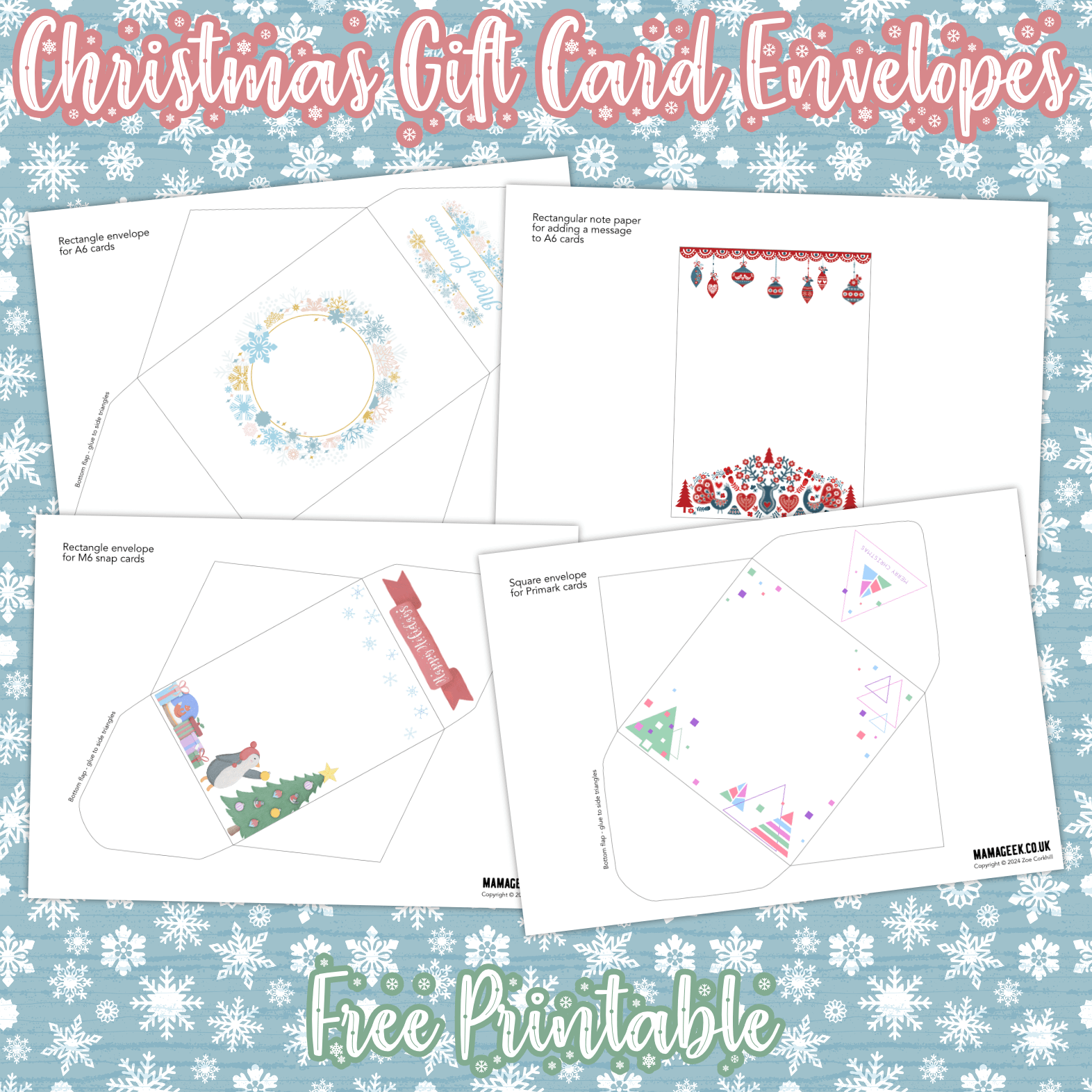 printable gift card envelope