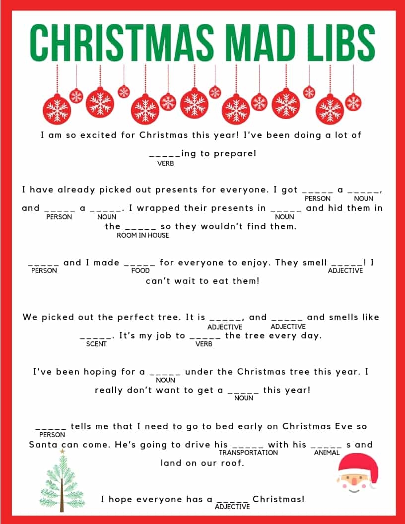 free printable mad libs