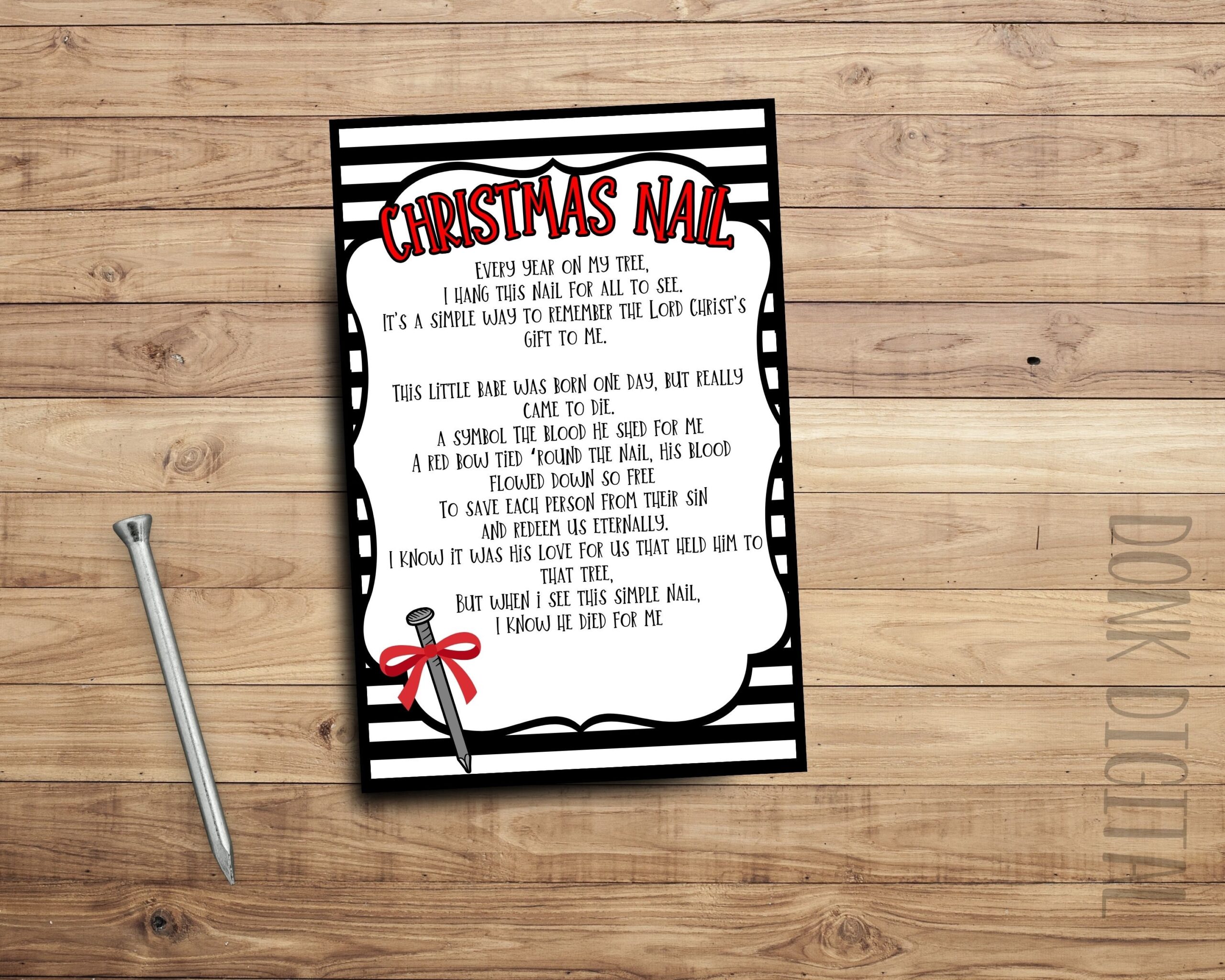 Christmas Nail Christmas Poem Christmas Tags Sunday School 