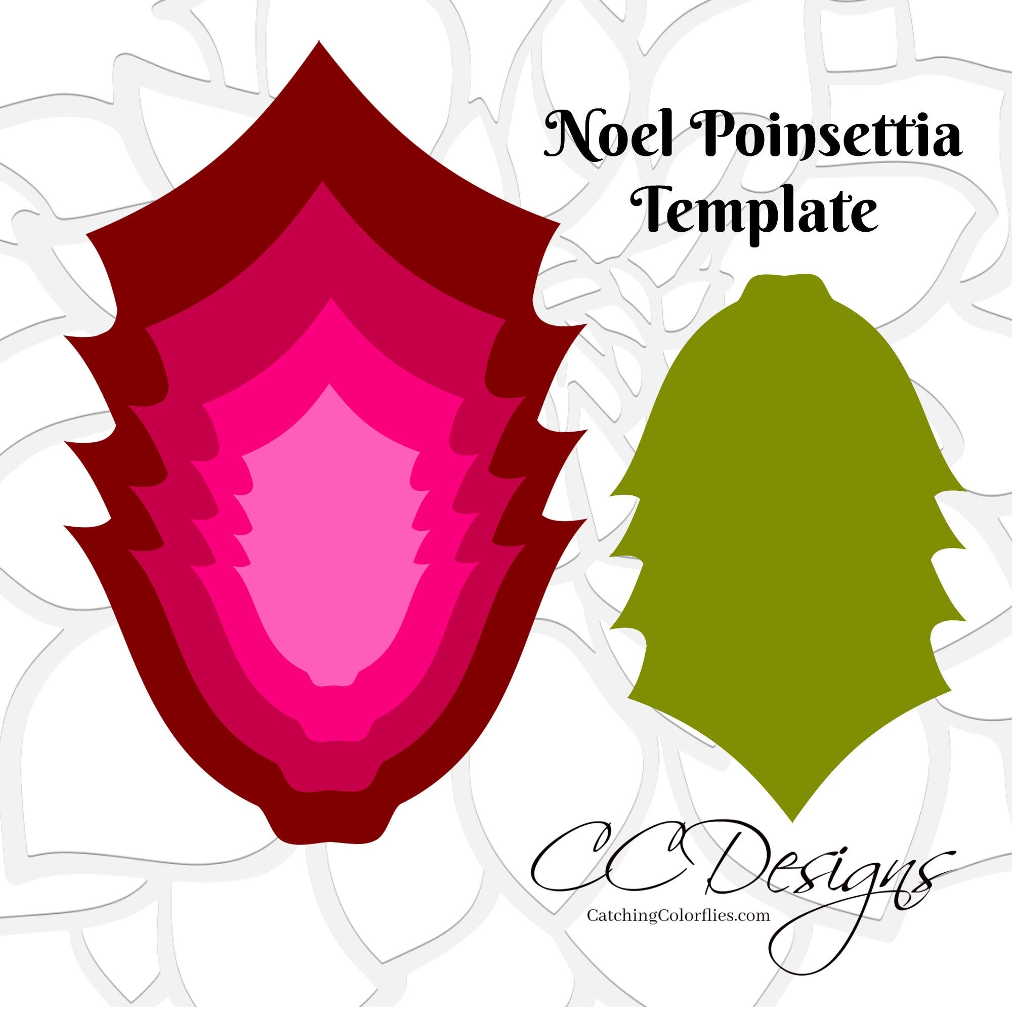 Christmas Poinsettia Paper Flower Template Poinsettia SVG Cut 