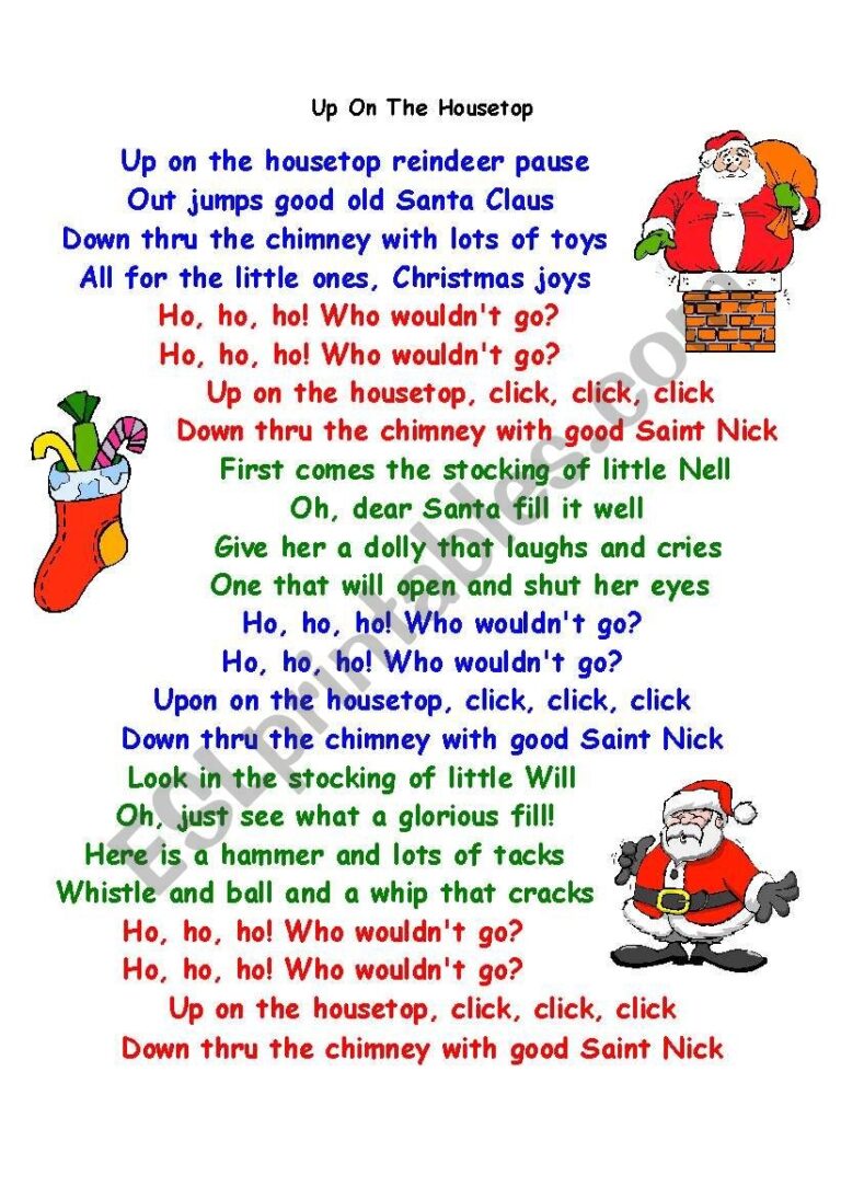 Christmas Song Up On The House Top By Ann Murray ESL Worksheet 