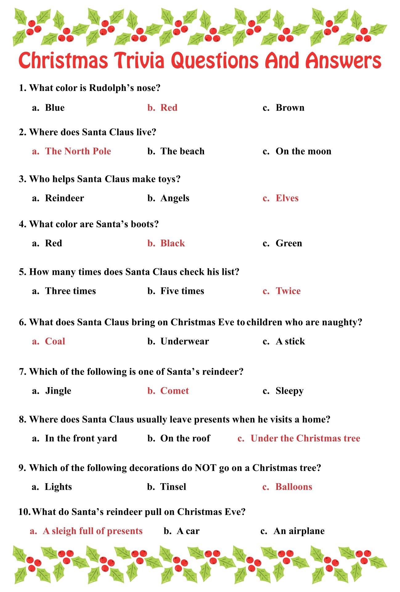 printable trivia questions and answers multiple choice