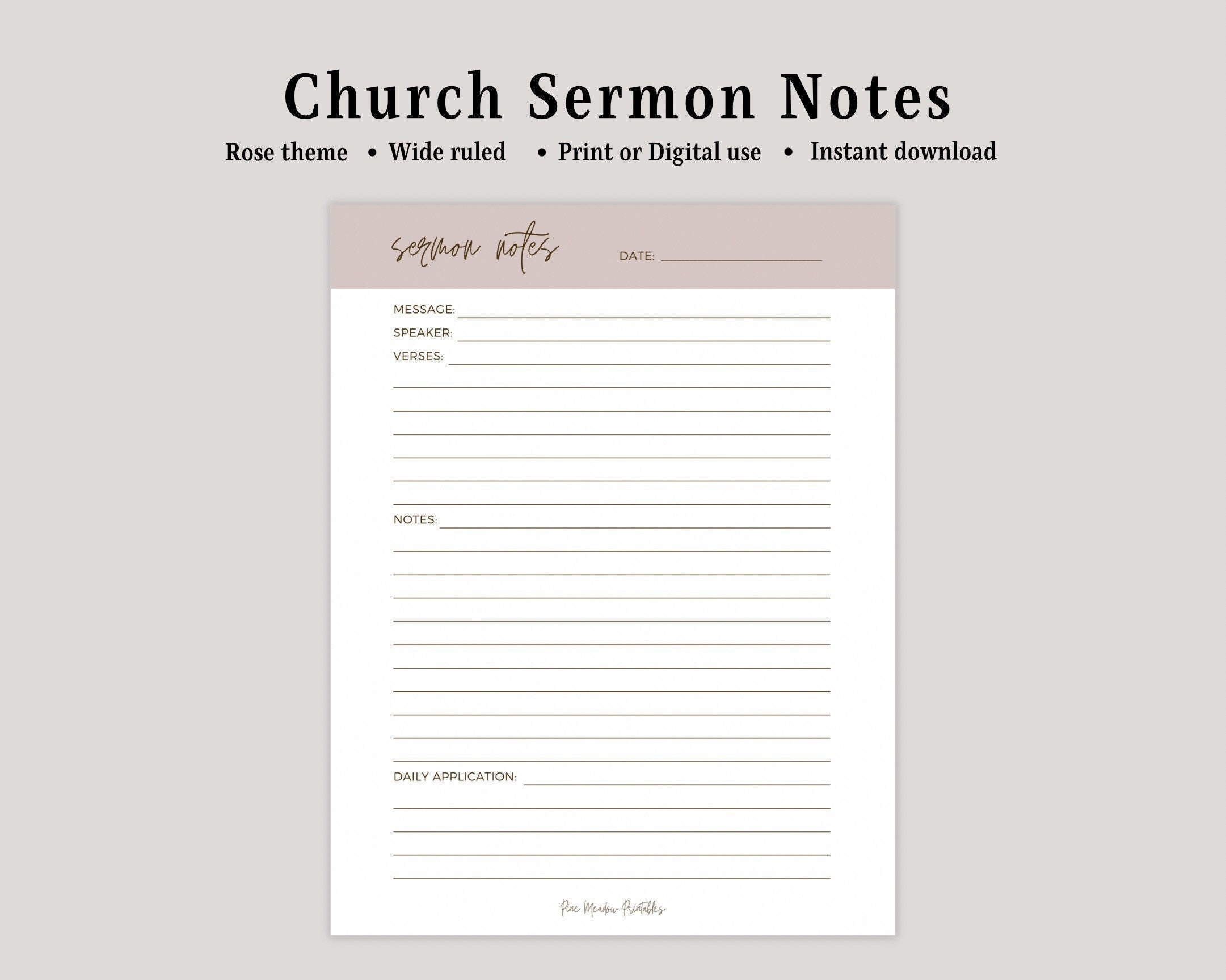 Church Notes Sermon Notes Bible Study Notes Note Taking Template Goodnotes Template Notability Template Bible Study Journal Rose5 Etsy