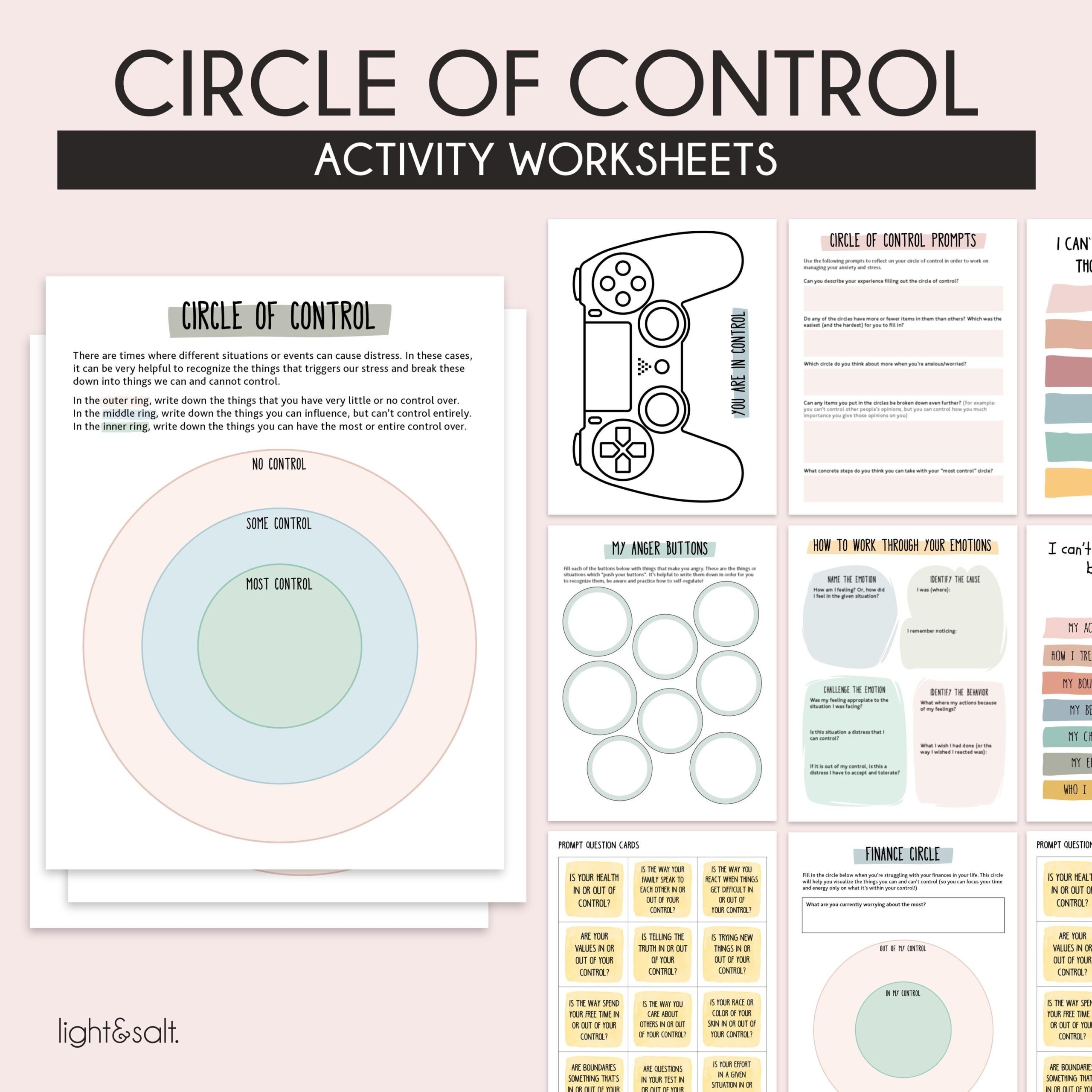 Circle Of Control Therapy Worksheets Things I Can Control Worry 