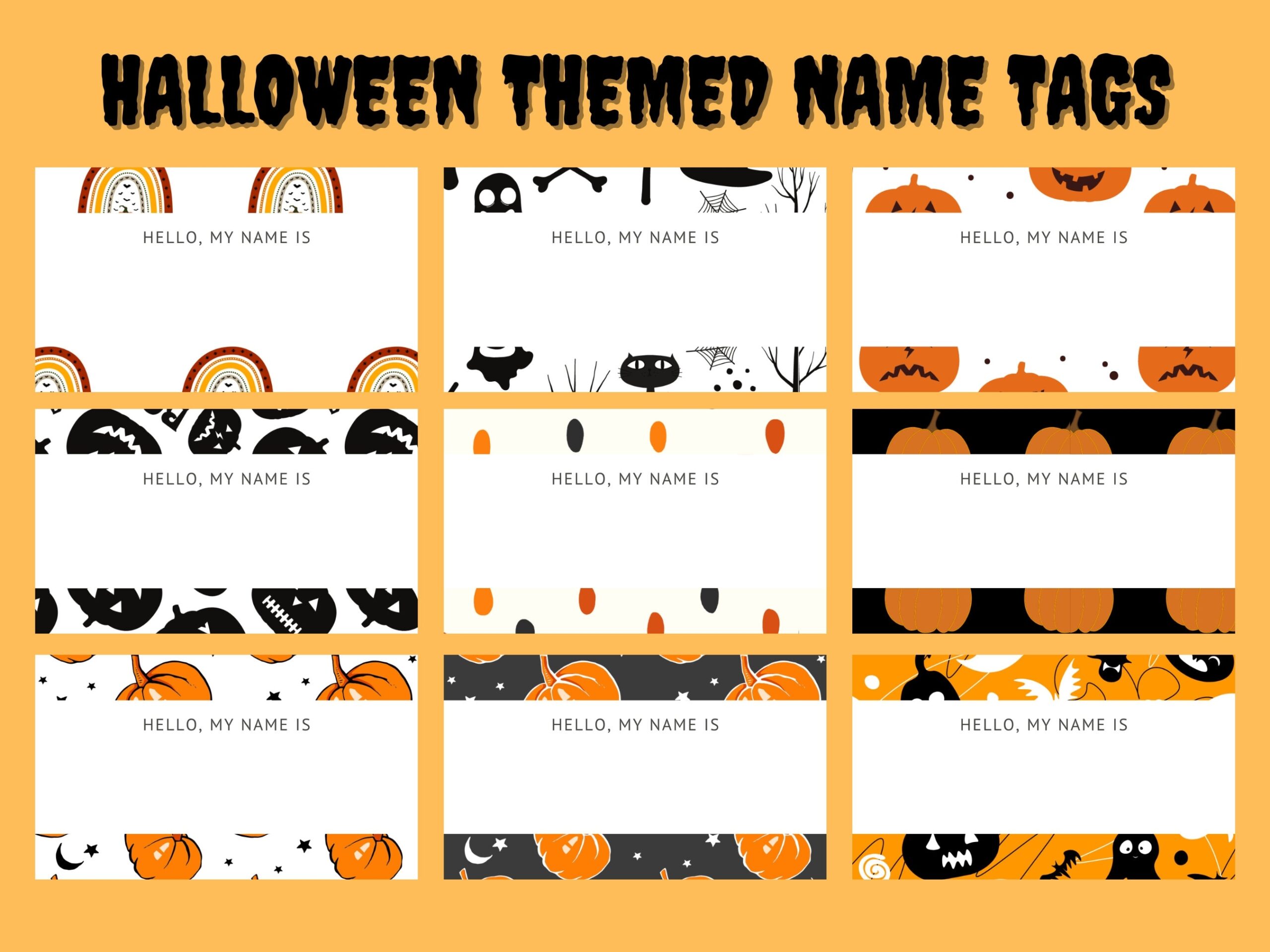 Classroom Name Tags Label Halloween Themed Clasroom Decor Printable Nametags Elementary School Name Tags Digital Download PDF PNG Etsy