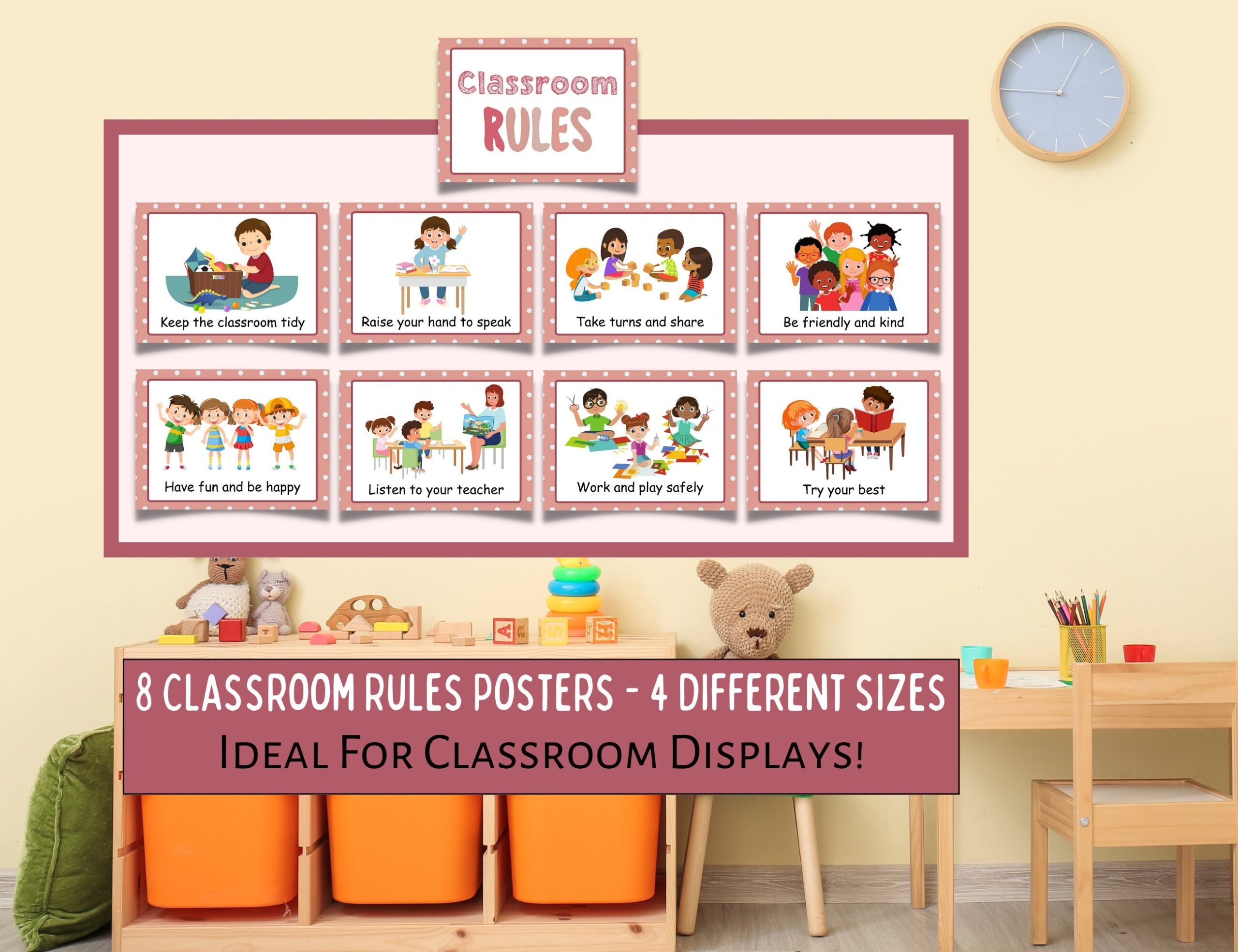 Classroom Rules Poster Pack Printable classroom Rules Display bulletin Board Posters teacher Elementary Expectations daycare Classroom Rules Etsy