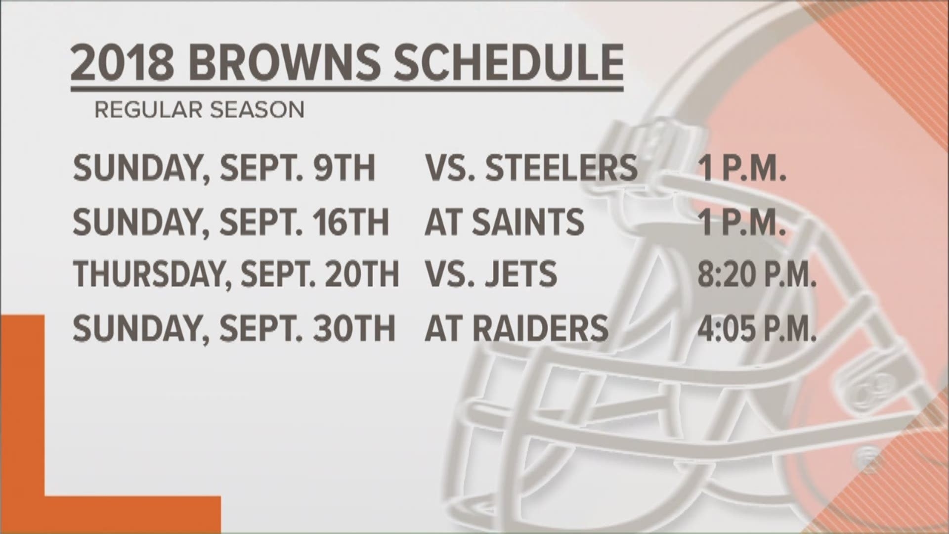 Cleveland Browns Release 2018 Regular Season Schedule