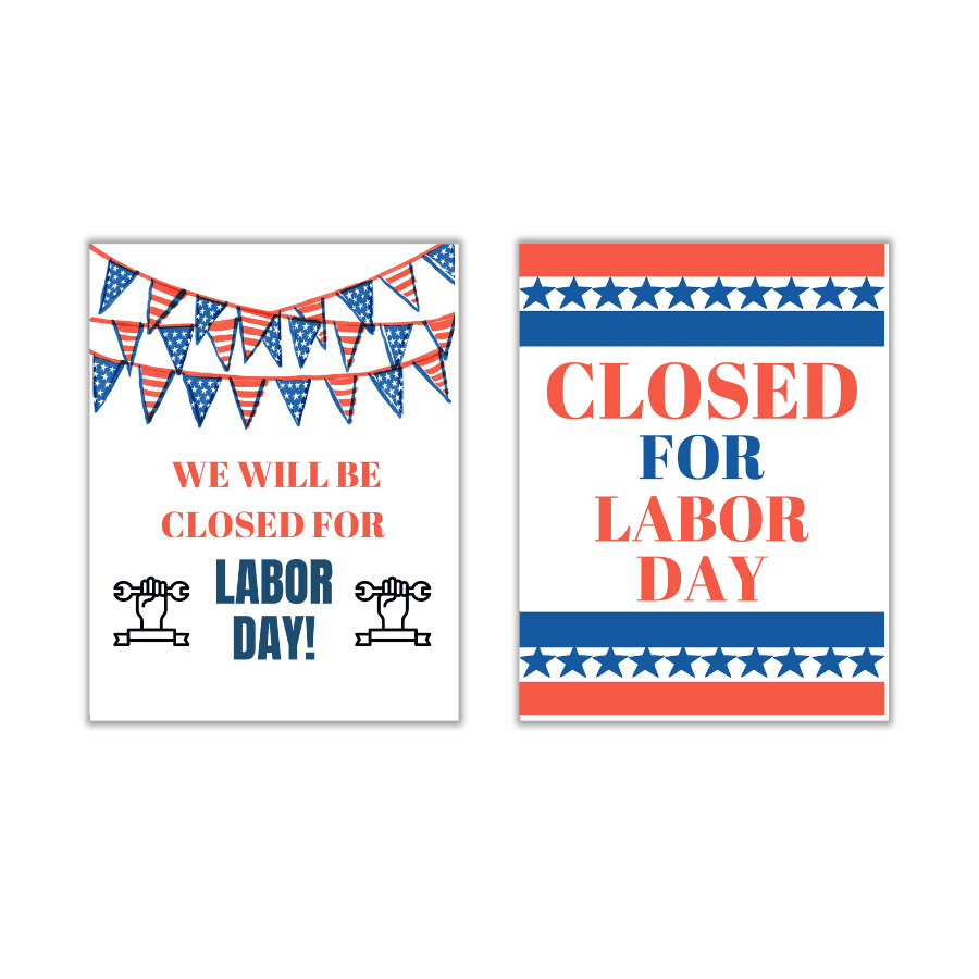 free printable closed signs for labor day