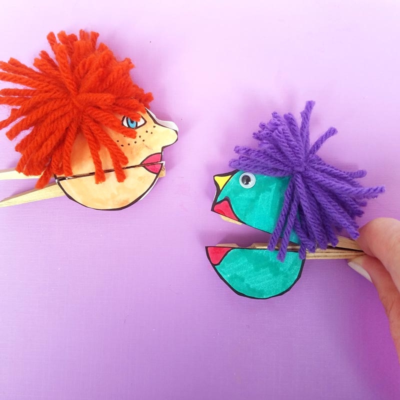 Clothespin Paper Puppets Free Printable Moms And Crafters