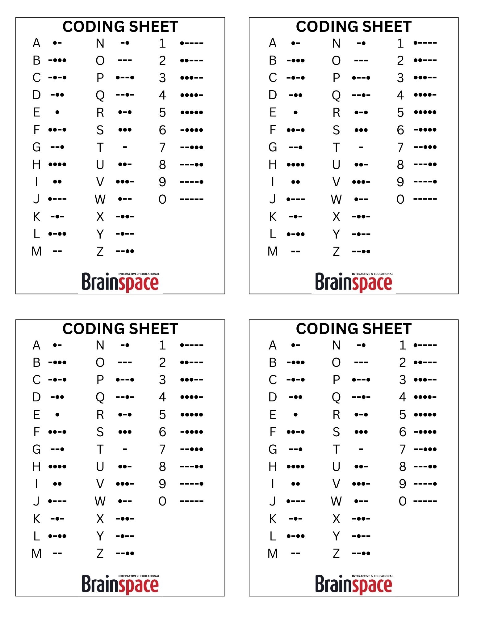 printable morse code chart