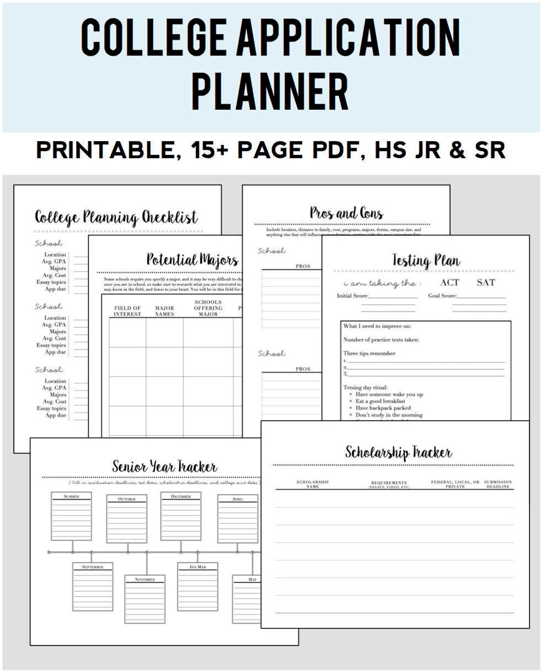 College Application Planner 15 Page Printable Etsy College Application Planner 15 Page Printable Etsy