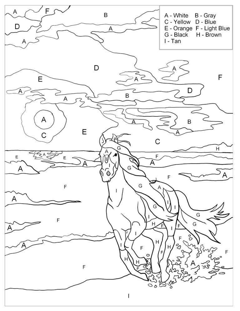 Color By Letter Horse Printable Worksheet