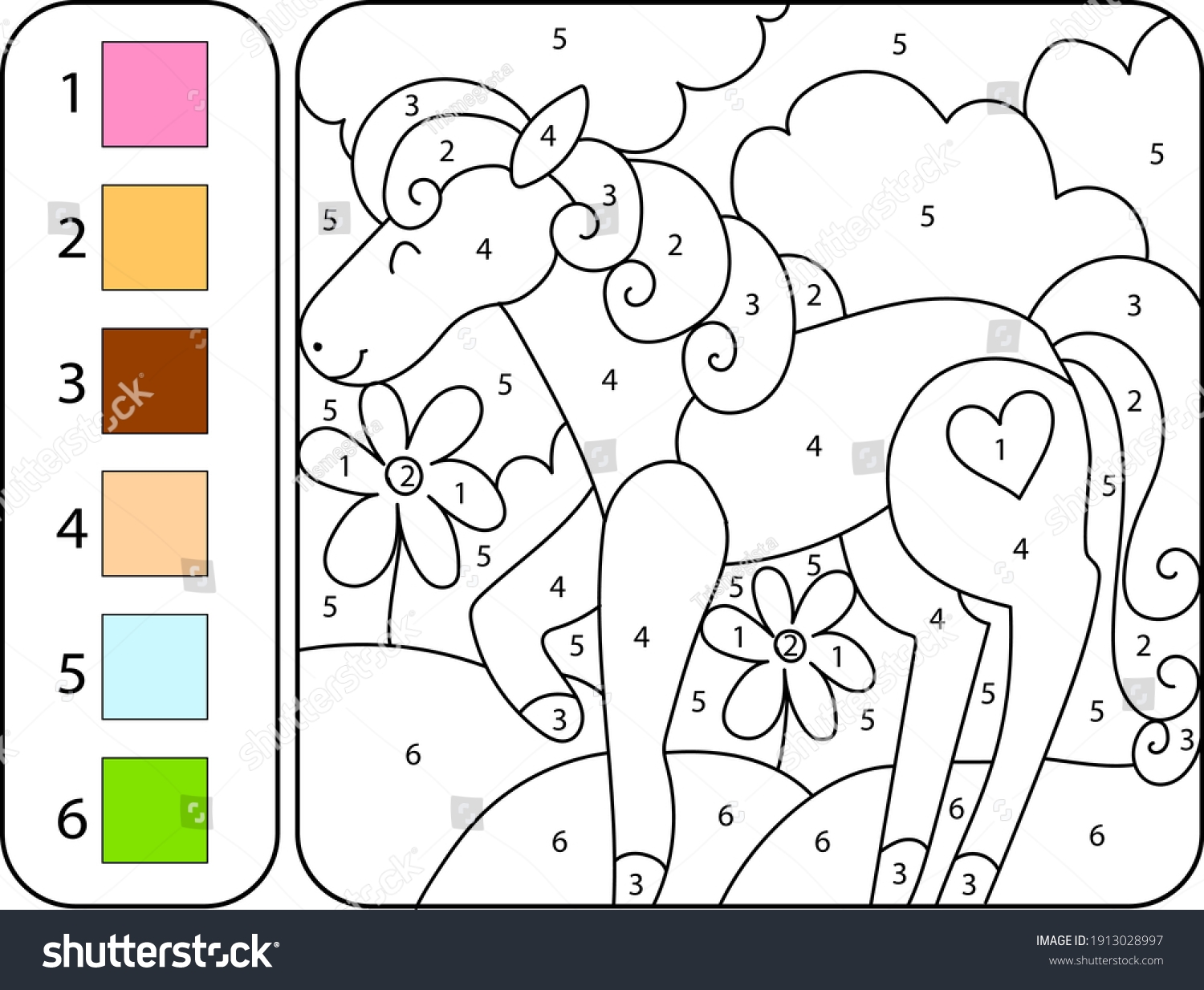 printable color by number horses