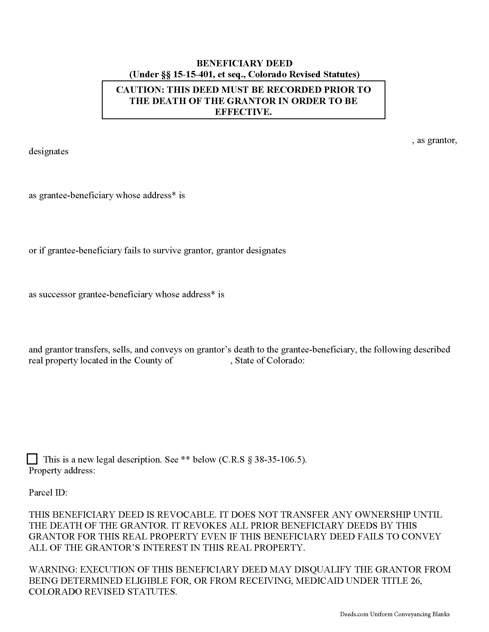 Colorado Beneficiary Deed Forms Deeds