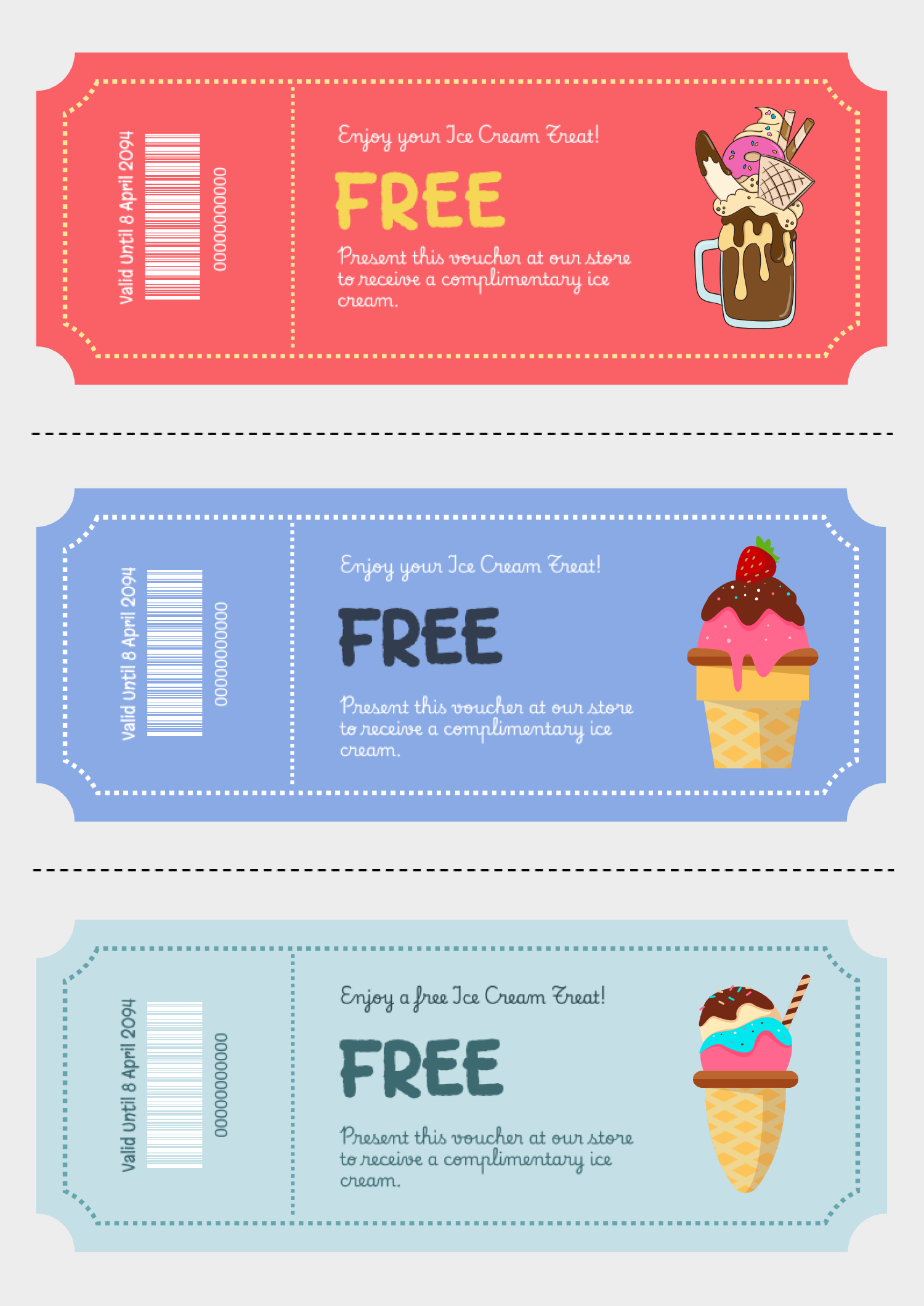 Colored Ice cream Coupon Word Google Docs Highfile