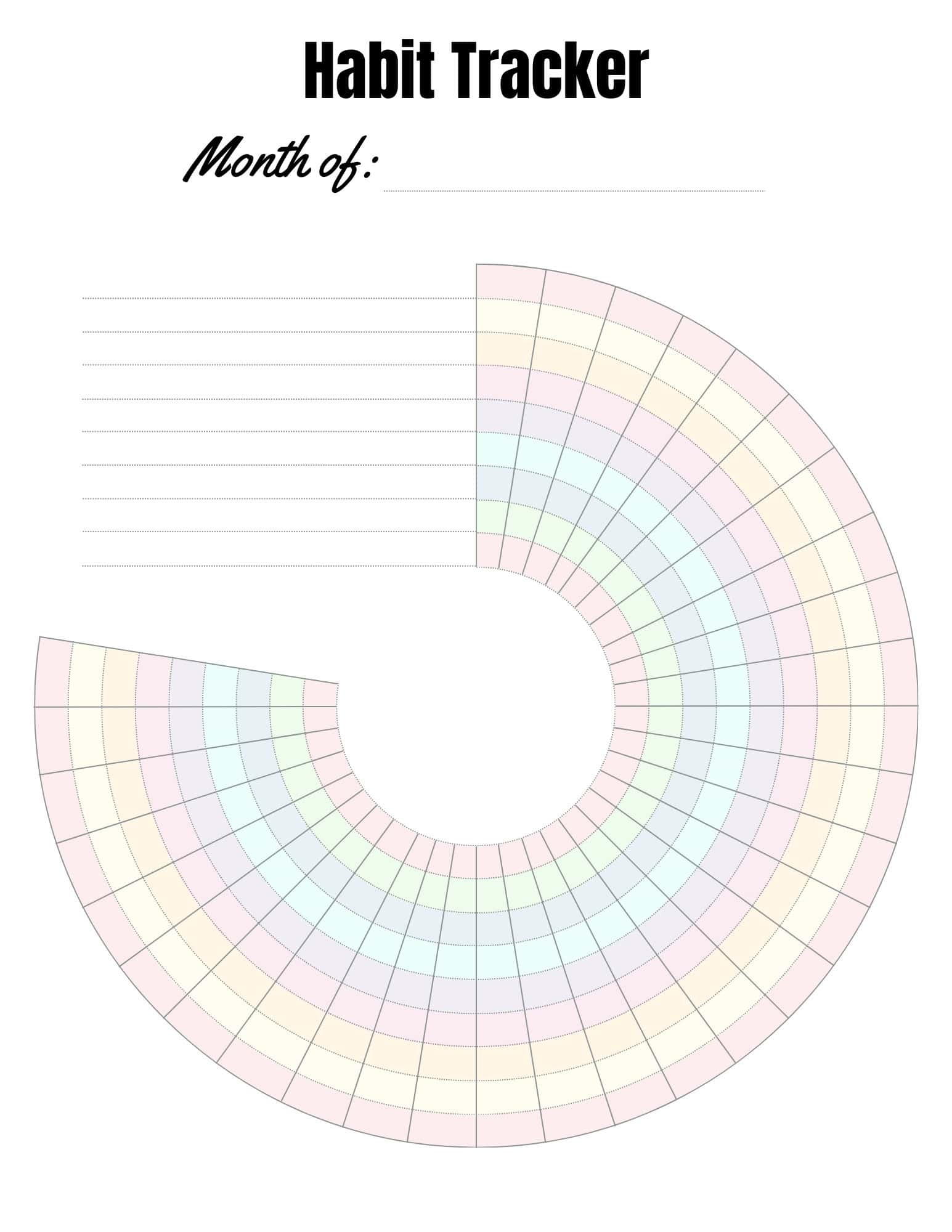 Colorful Monthly Circle Habit Tracker Free Printable