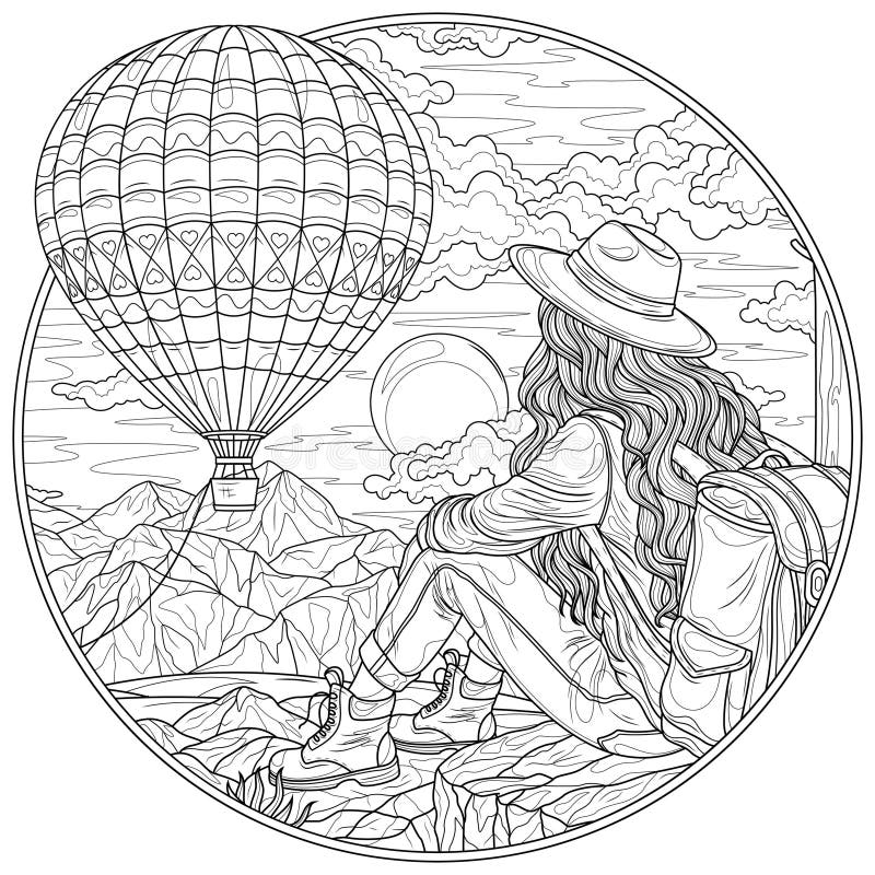Coloring Book Hot Air Balloon Stock Illustrations 403 Coloring 