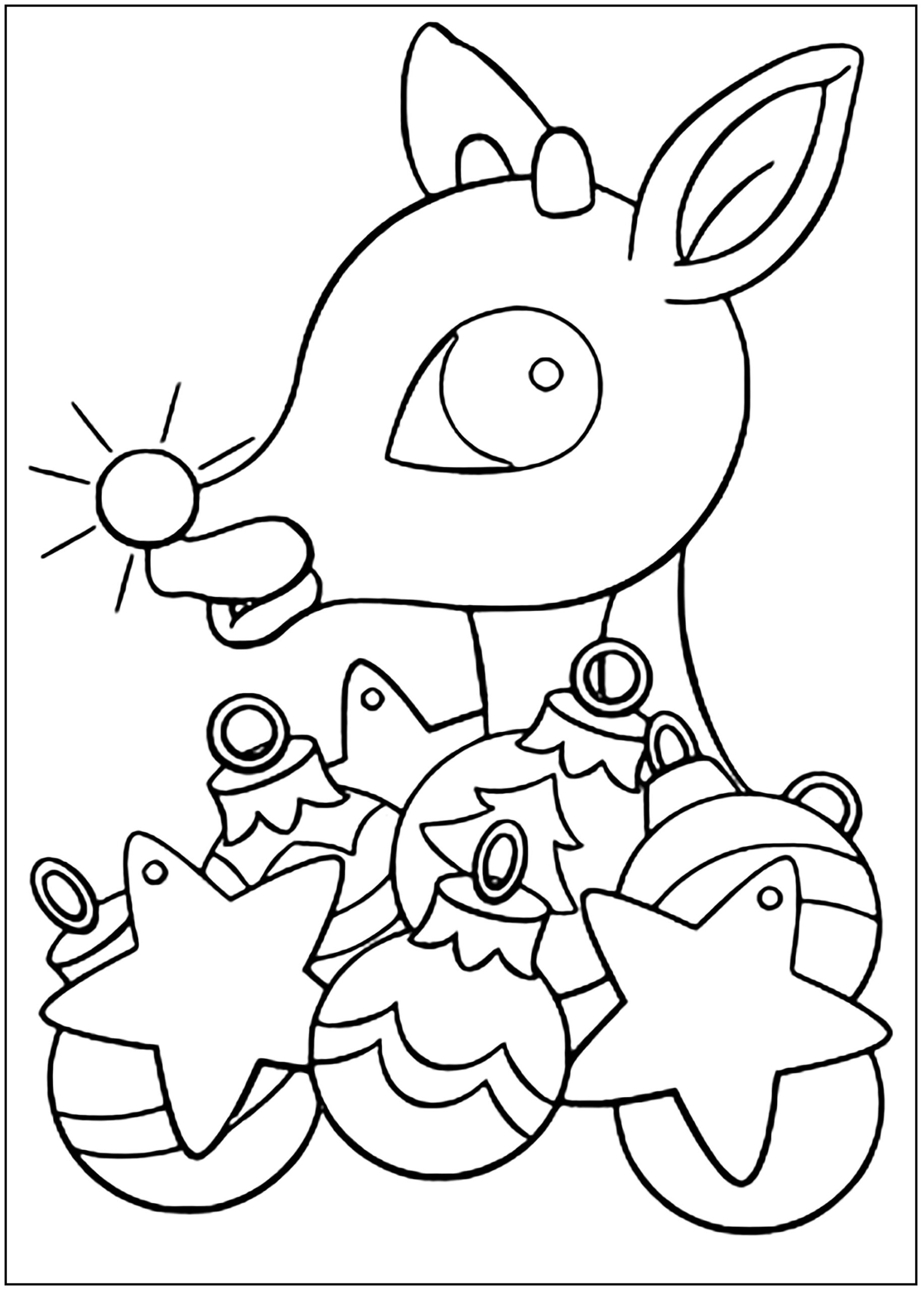 Coloring Of Rudolph The Santa Claus Reindeer And Christmas 