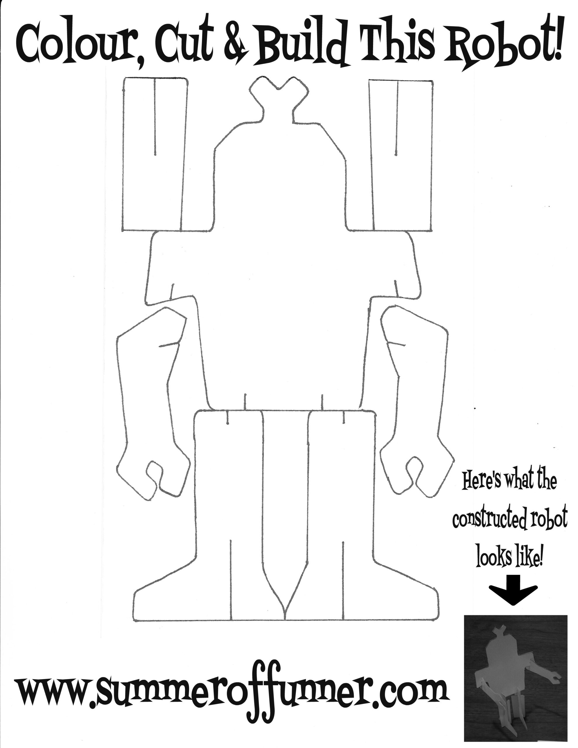 Colour Cut U0026 Build This Robot Free Printable SUMMER OF FUNNER