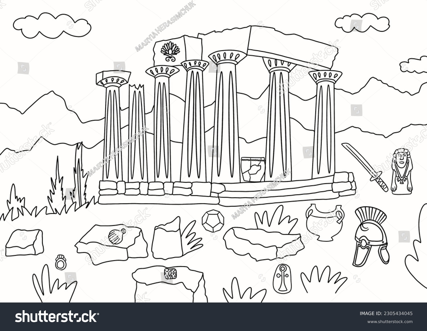 Colouring Page Ancient Greece Stock Illustration 2305434045 Shutterstock