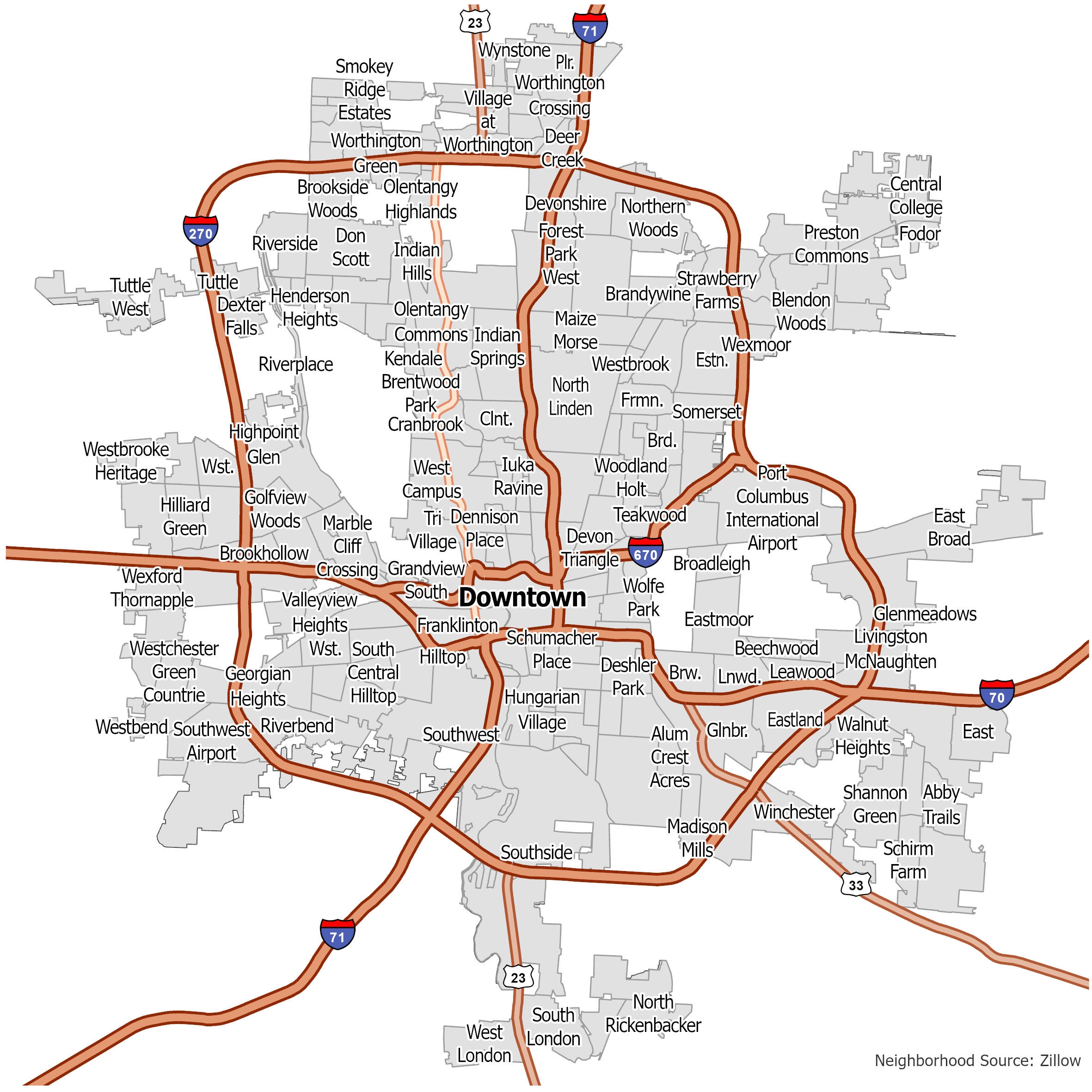 Columbus Neighborhood Map Ohio GIS Geography