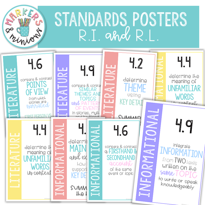 Common Core Standards Pack For Fourth Grade R L And R I Markers U0026 Minions