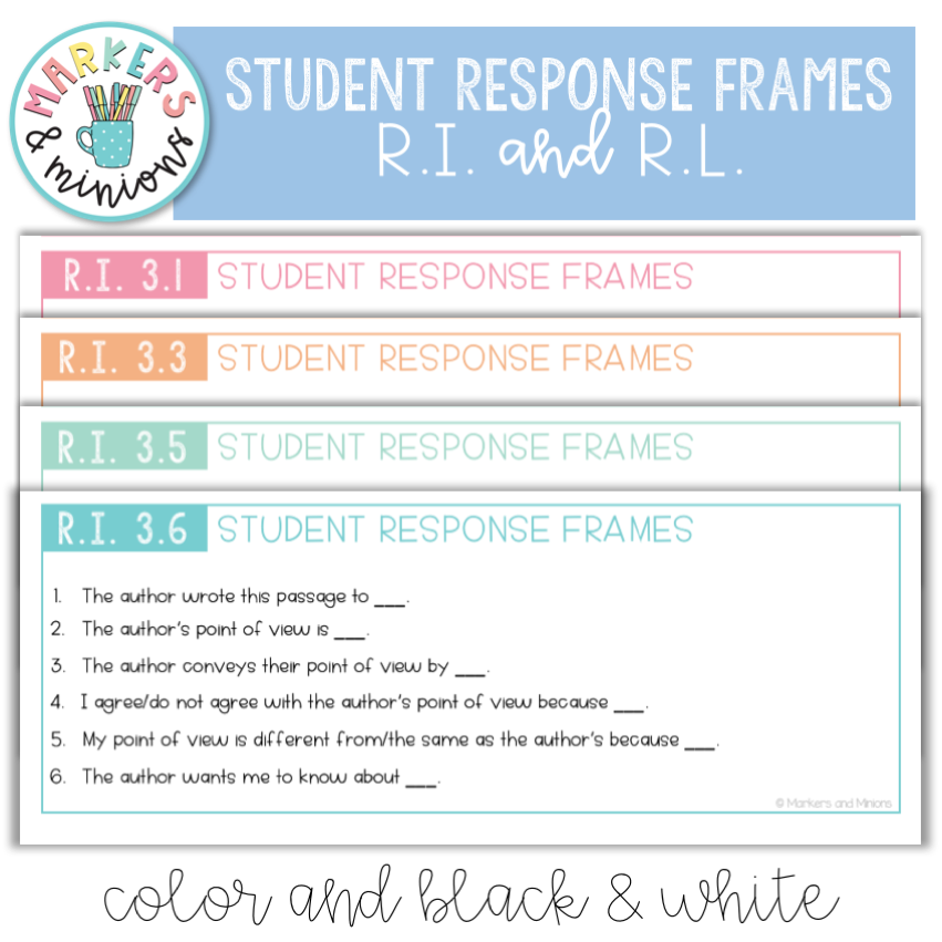 Common Core Standards Pack For Third Grade R L And R I Markers U0026 Minions