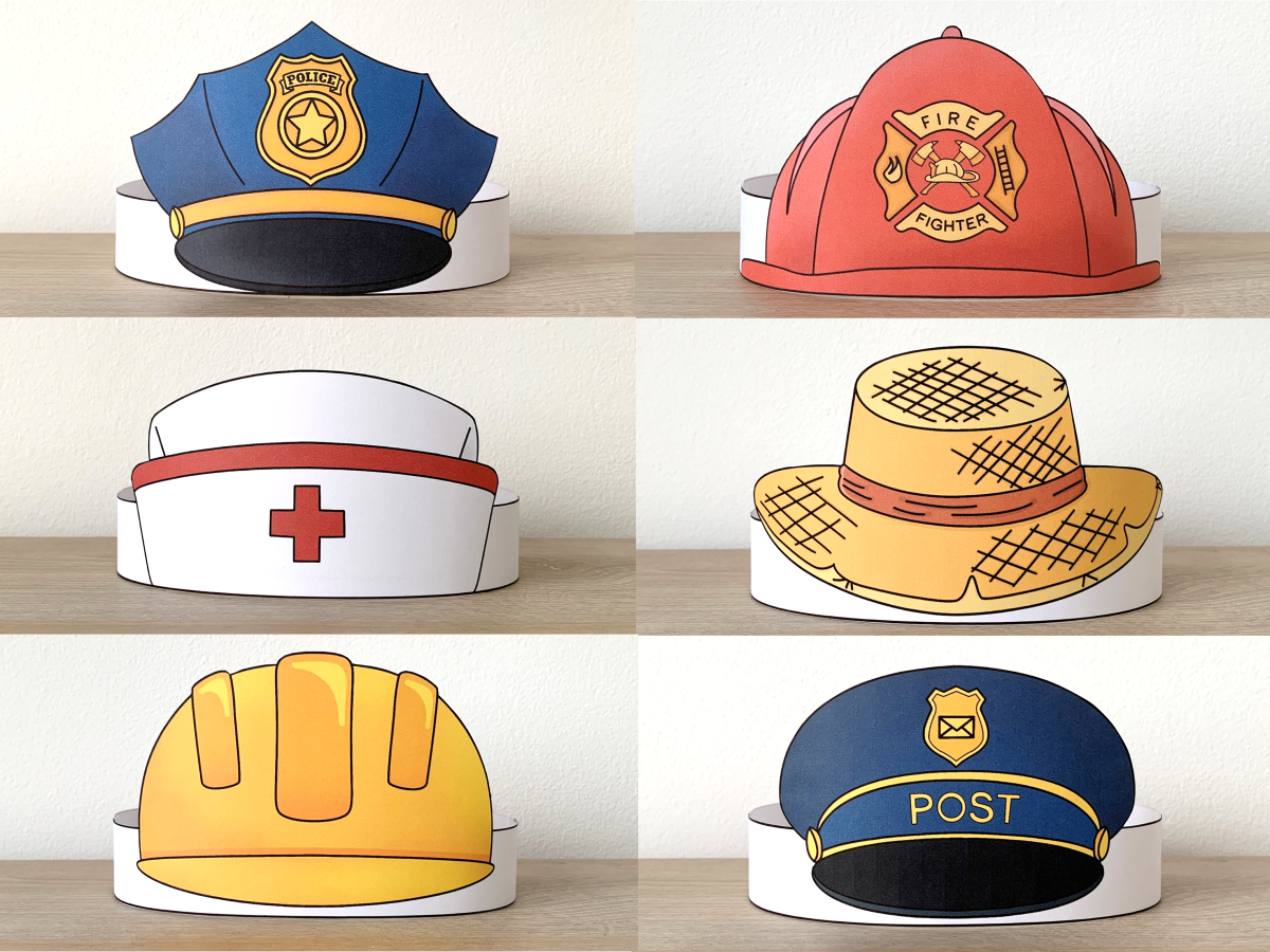 Community Helpers Paper Hats Career Day Printable Paper Coloring  Community Helpers Paper Hats Career Day Printable Paper Coloring