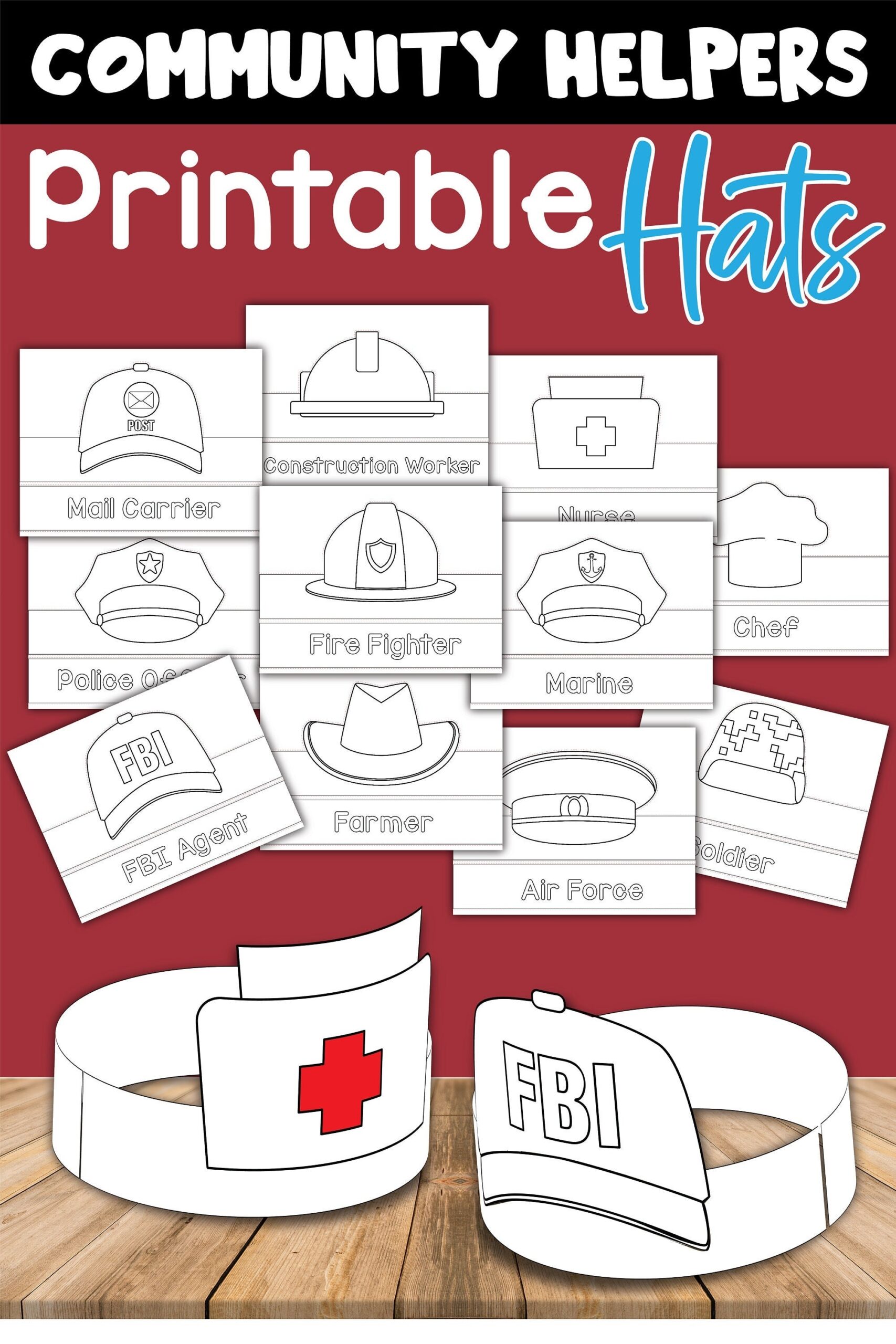 Community Helpers Printable Hats Community Helpers Printable Hats