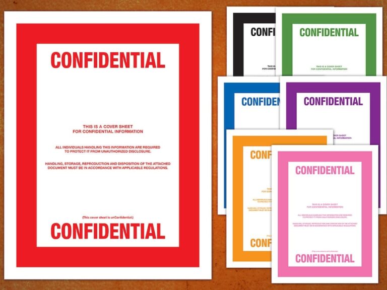 CONFIDENTIAL Top Secret Classified Document Cover Sheets Multiple Colors PDF Instant Download Printable Print Etsy