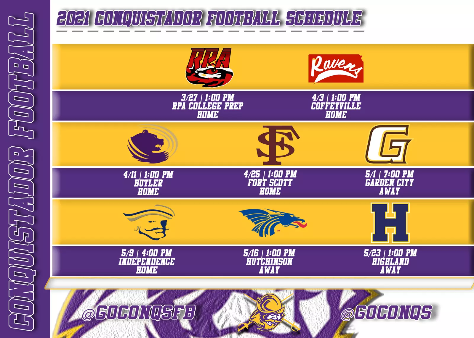 Conquistador Football Schedule Release Dodge City Community 